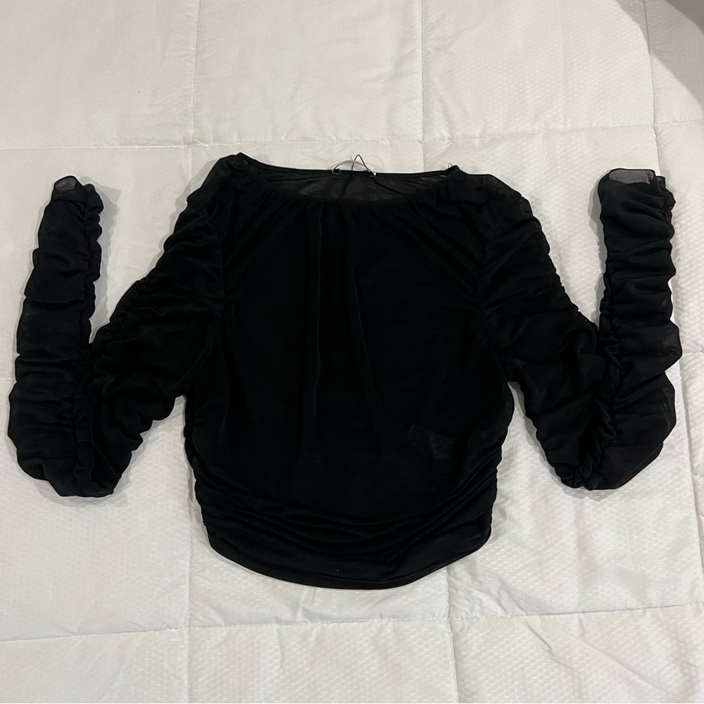 ZARA BLACK SHEER CROP TOP
